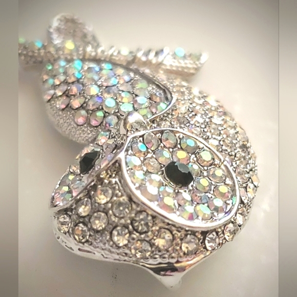 Vintage OPC Snowy Owl Aurora Borealis Brooch Pin - Picture 8 of 8